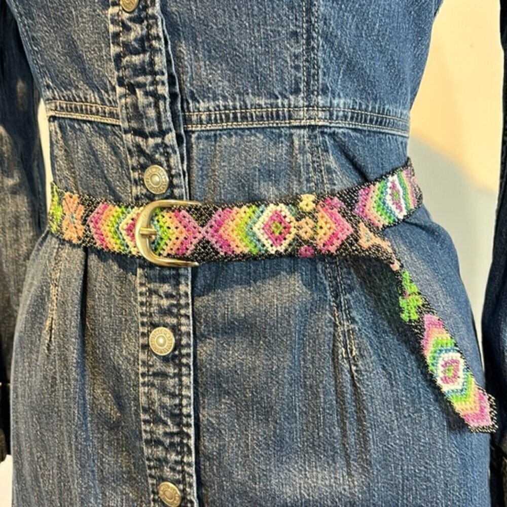 Beaded geometric colourful belt size M/L